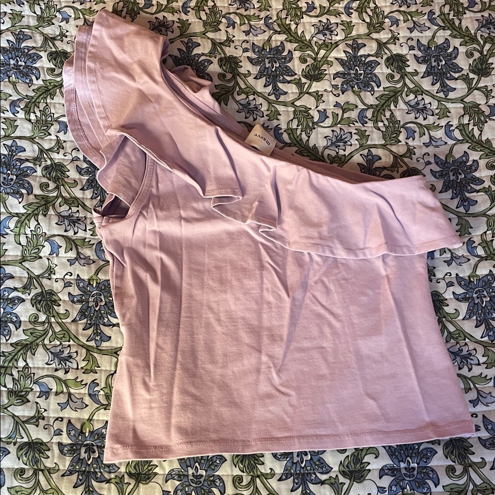 Anthropologie Maeve one shoulder ruffle top - Lavender- size S - Picture 5 of 5